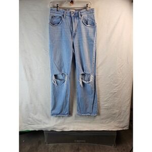 Abercrombie & Fitch The 90s Relaxed Jean High Rise Distressed Light Wash 30 10S